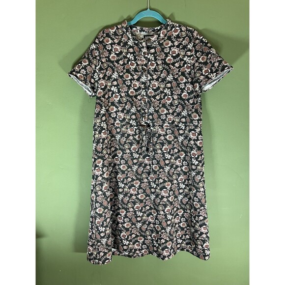 Lands' End Women’s Floral Dress Medium 10-12 Waist Tie Cottage Core - Picture 1 of 5